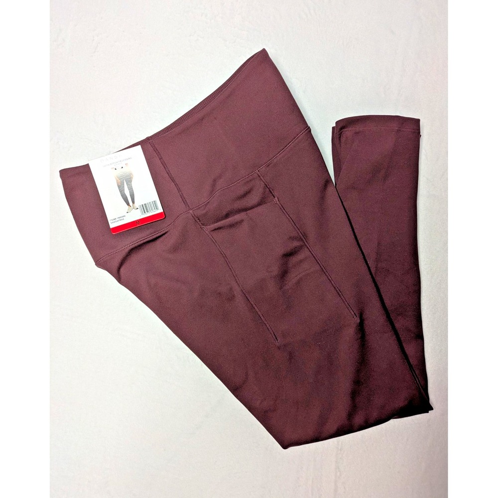 Danskin Sculpting High Rise Ankle Leggings Burgundy Womens M